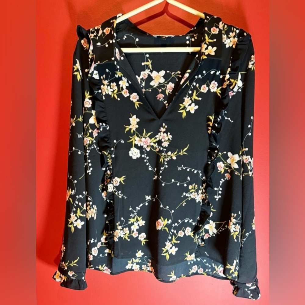 Galleries Lafayette floral blouse with ruffle detail